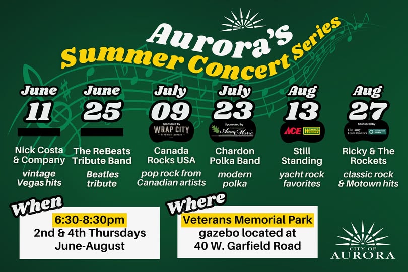 Aurora's 2026 Summer Concert Series Schedule and Lineup