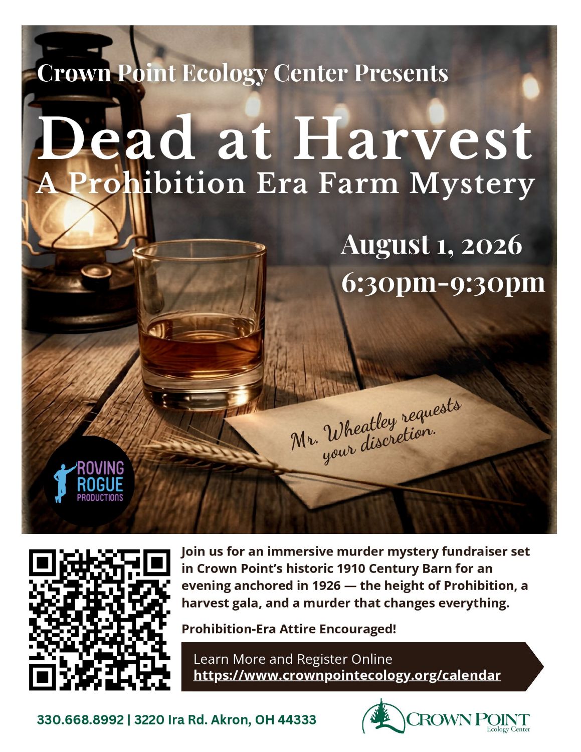 Step Into the 1920s at Crown Point Ecology Center’s “Dead at Harvest” Fundraiser