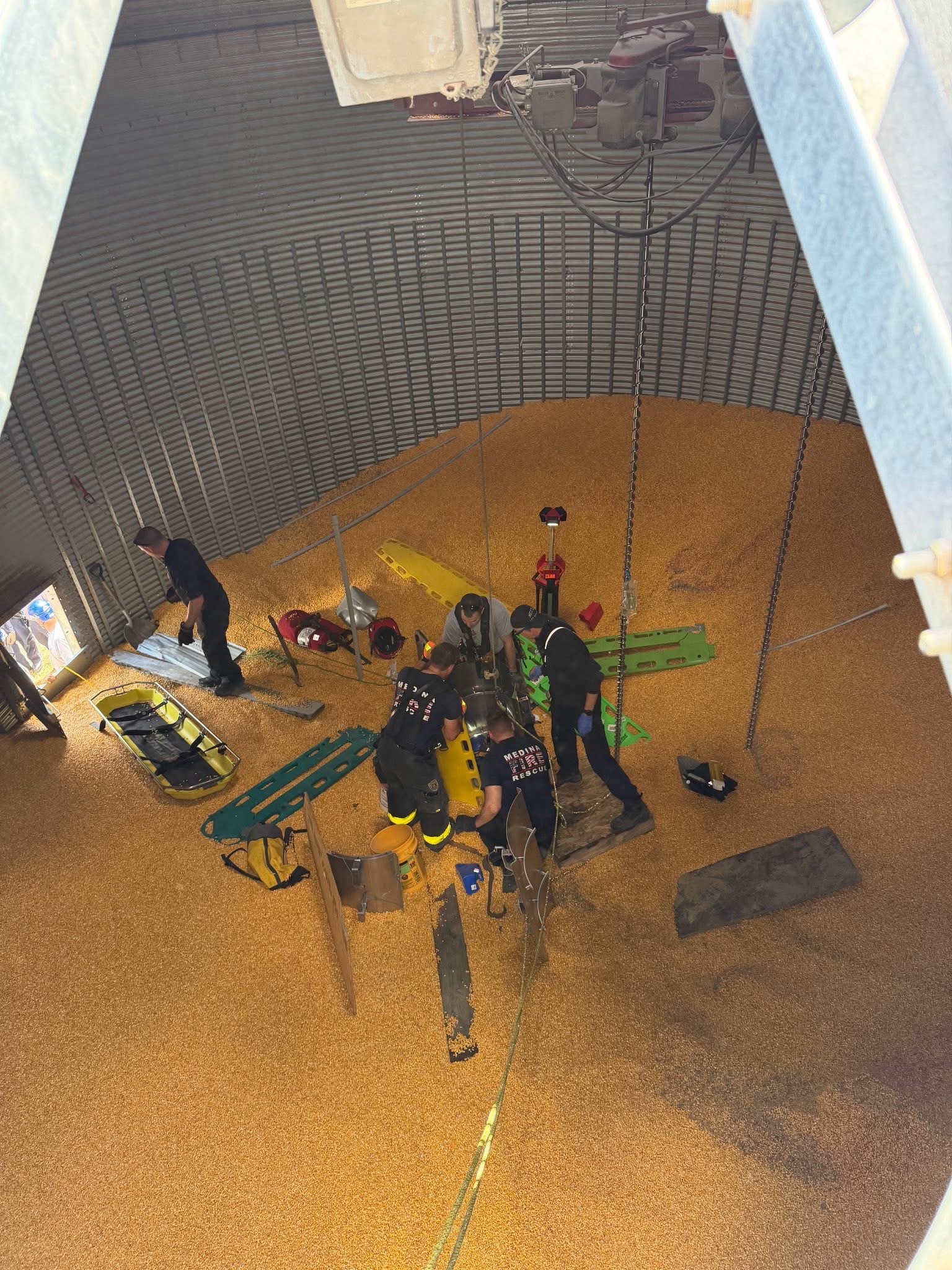 Medina Firefighters Rescue Man Trapped Chest-Deep in Grain Bin