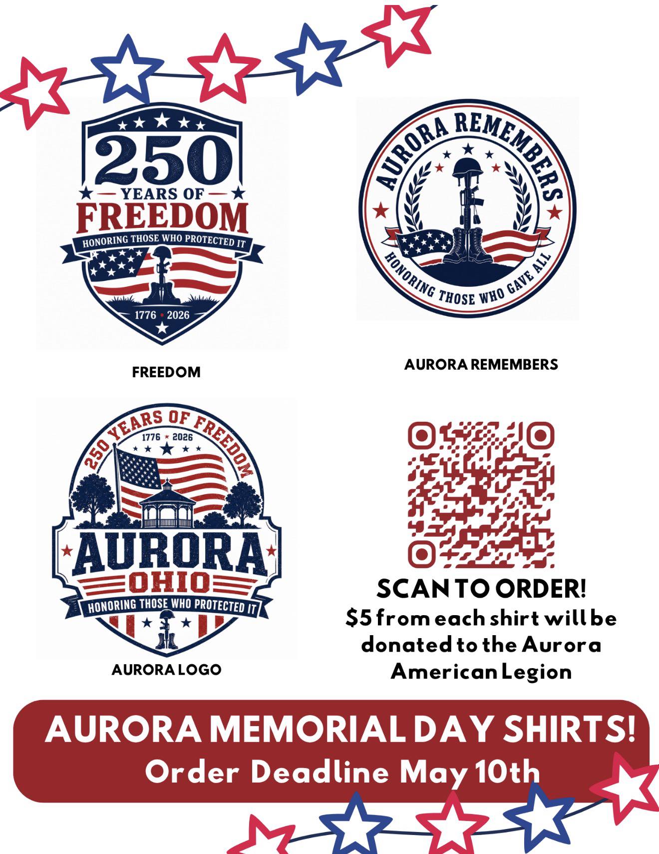 Feature Article: Aurora American Legion, Memorial Day Shirt Fundraiser, and America’s Semiquincentennial