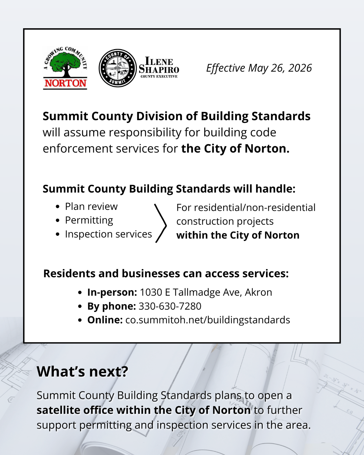 Summit County Expands Building Standards Services to Norton with New Local Office Planned