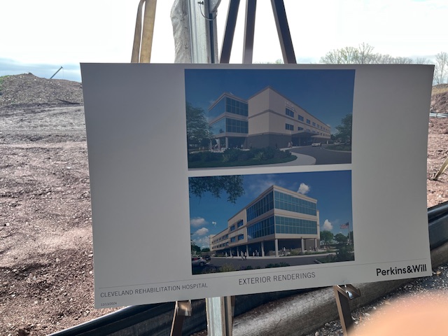 Exterior renderings of the Cleveland Rehabilitation Hospital by Perkins&Will