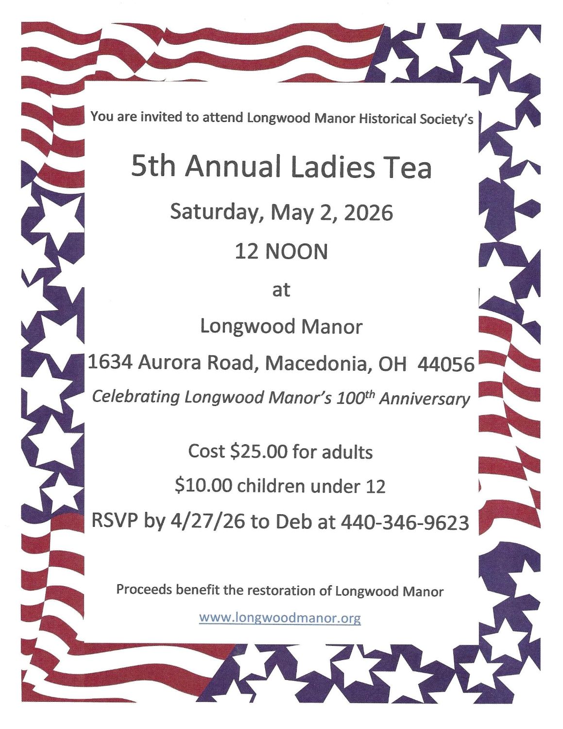 Patriotic Tea Event at Longwood Manor