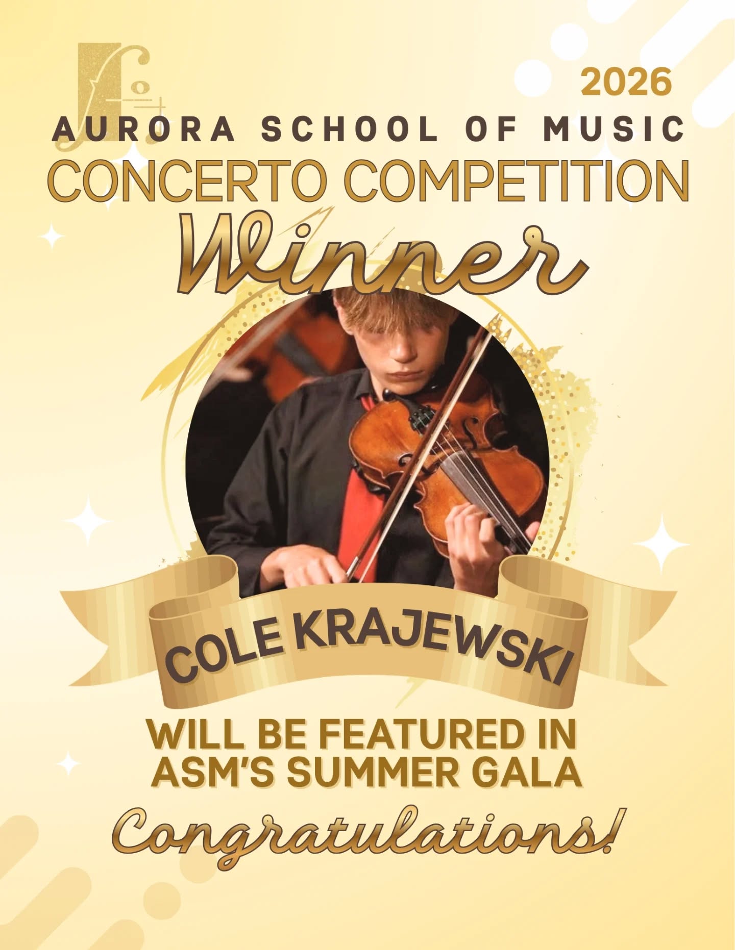 Arts Feature: Cole Krajewski, Concerto Competition, and the ASM Summer Gala